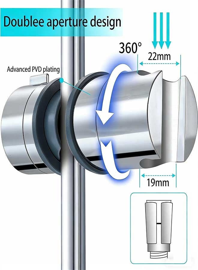 RAWAID 19-25MM Adjustable ABS Replacement Hand Shower Rail Head Slider Clamp Holder Bracket, Chrome Plated - Image 5